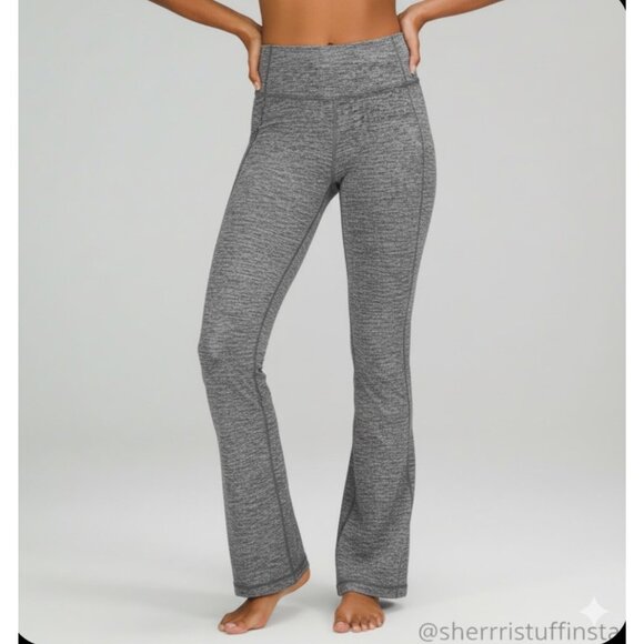 EXCELLENT Lululemon Groove Pant Flare 32" Heathered Black Luon Yoga Leggings 6 - Picture 2 of 11
